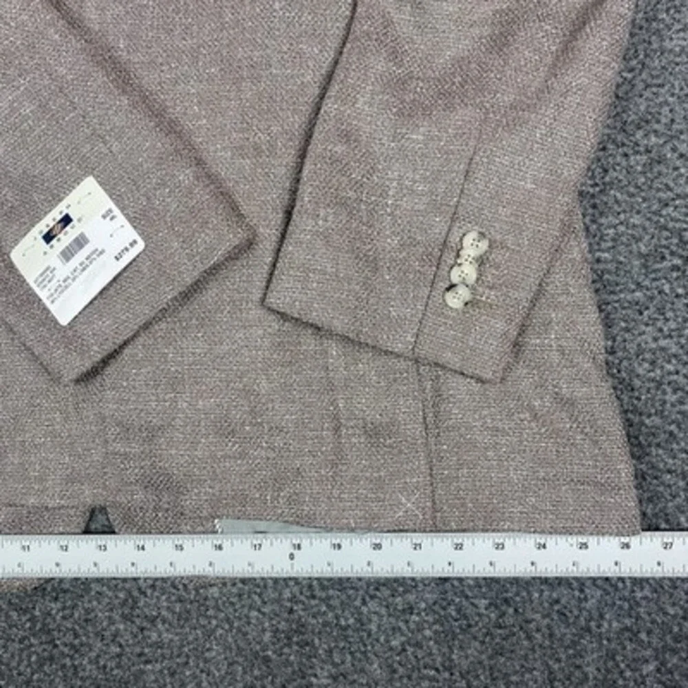JOSEPH‎ ABBOUD Mens Linen Unstructured Blazer 48L Beige Surgeon Cuff Summer $279
